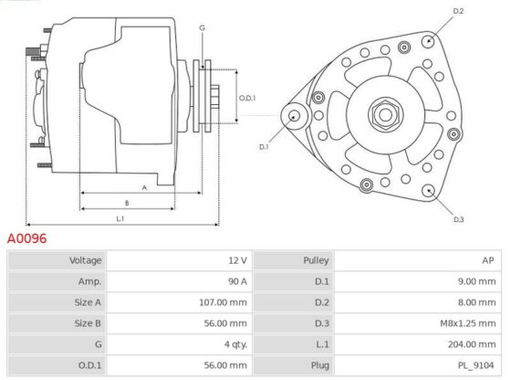 ALTERNATOR CA843IR AUDI 80