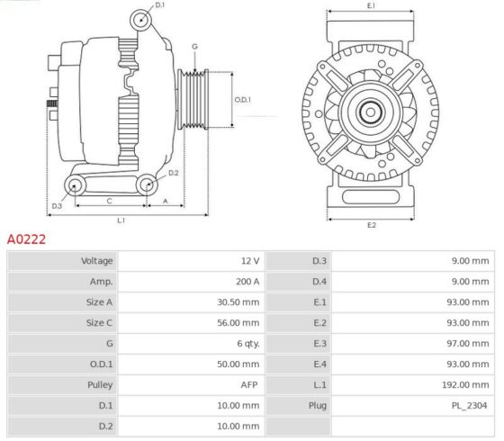 ALTERNATOR MERC. C200 C220 CLC CLK E