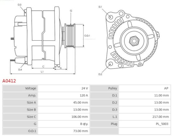 ALTERNATOR VOLVO FH 460 12.8