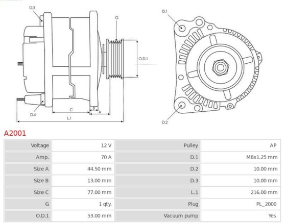 ALTERNATOR OPEL ASTRA VECTRA CORSA 1,7 D TD 2 PINY