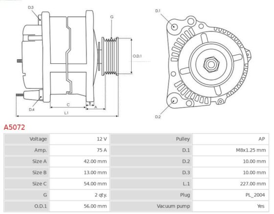 Alternator L 200 2.5D L 400 2.5td PAJERO II 2.5TD