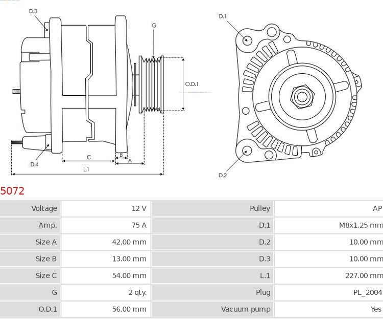 Alternator L 200 2.5D L 400 2.5td PAJERO II 2.5TD