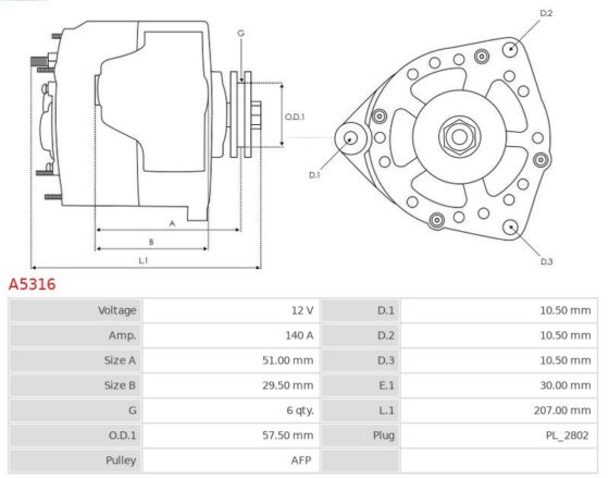 ALTERNATOR CHRYSLER PACIFICA 3.8