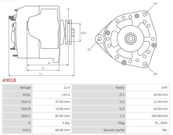 Alternator Hyundai Terracan KIA Carnival 2.9CRDi