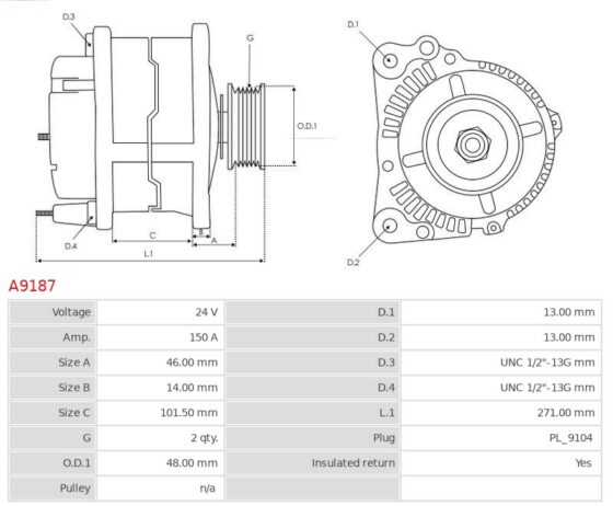 ALTERNATOR a9187