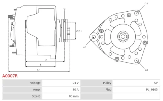 ALTERNATOR CA1593IR MERCEDES ACTROS