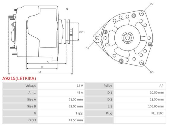 ORYGINALNY ALTERNATOR LETRIKA A9215(LETRIKA)