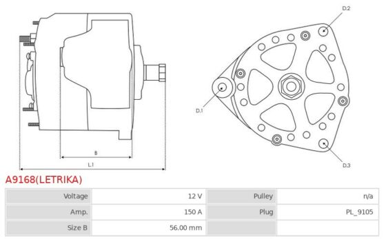 ORYGINALNY ALTERNATOR LETRIKA A9168(LETRIKA)