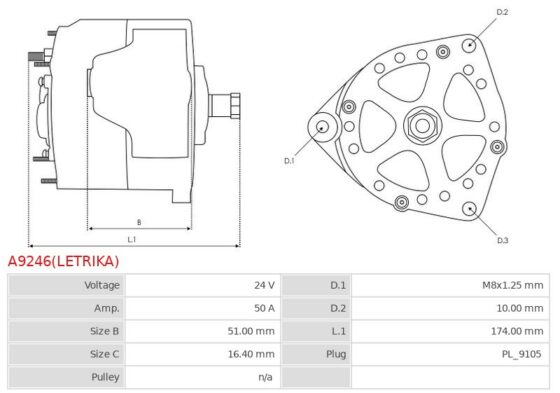 ORYGINALNY ALTERNATOR LETRIKA A9246(LETRIKA)