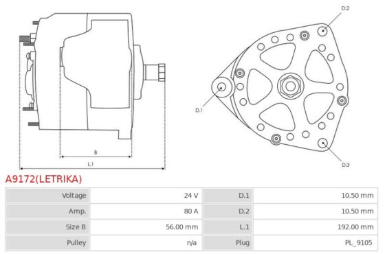 ORYGINALNY ALTERNATOR LETRIKA A9172(LETRIKA)