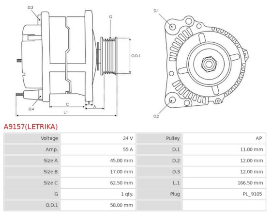 ORYGINALNY ALTERNATOR LETRIKA A9157(LETRIKA)