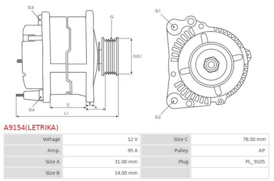 ORYGINALNY ALTERNATOR LETRIKA A9154(LETRIKA)