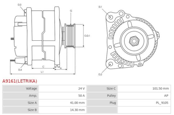 ORYGINALNY ALTERNATOR LETRIKA A9161(LETRIKA)