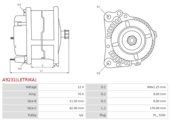 ORYGINALNY ALTERNATOR LETRIKA A9231(LETRIKA)