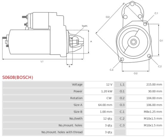 Nowy Oryginalny Rozrusznik BOSCH S0608(BOSCH)