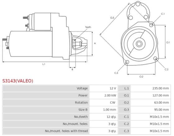 Nowy Oryginalny Rozrusznik VALEO S3143(VALEO)