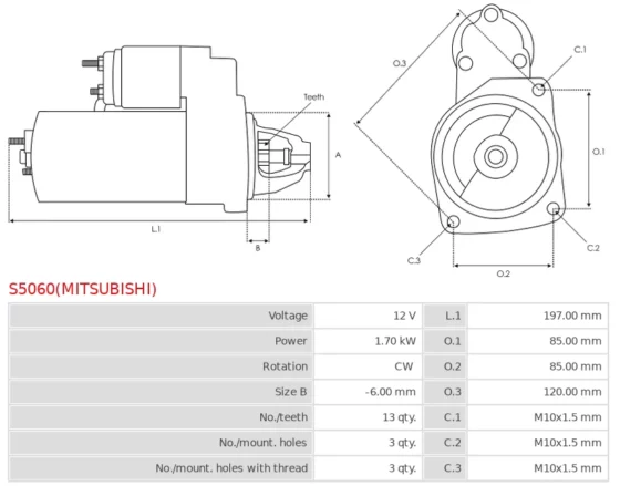 Nowy Oryginalny Rozrusznik MITSUBISHI S5060(MITSUBISHI)