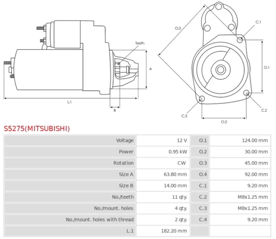 Nowy Oryginalny Rozrusznik MITSUBISHI S5275(MITSUBISHI)