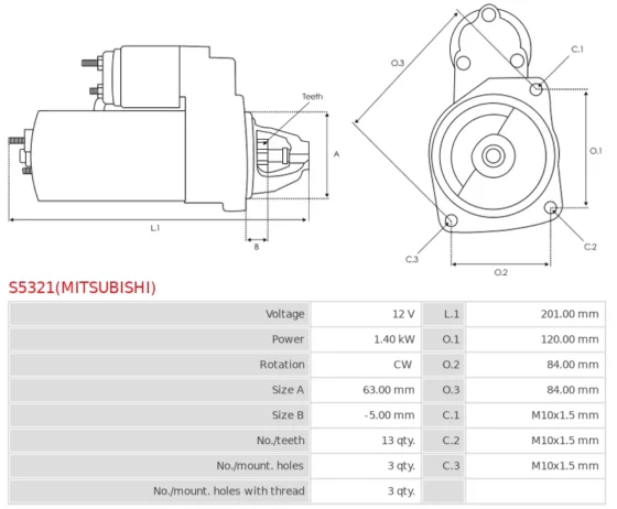 Nowy Oryginalny Rozrusznik MITSUBISHI S5321(MITSUBISHI)