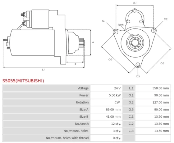 Nowy Oryginalny Rozrusznik MITSUBISHI S5055(MITSUBISHI)