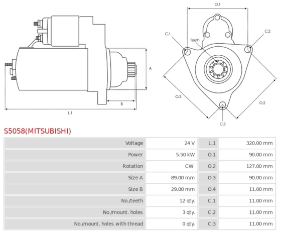 Nowy Oryginalny Rozrusznik MITSUBISHI S5058(MITSUBISHI)