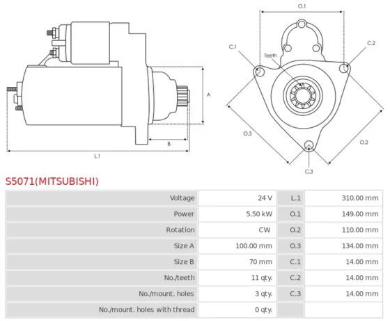 Nowy Oryginalny Rozrusznik MITSUBISHI S5071(MITSUBISHI)