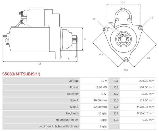 Nowy Oryginalny Rozrusznik MITSUBISHI S5083(MITSUBISHI)