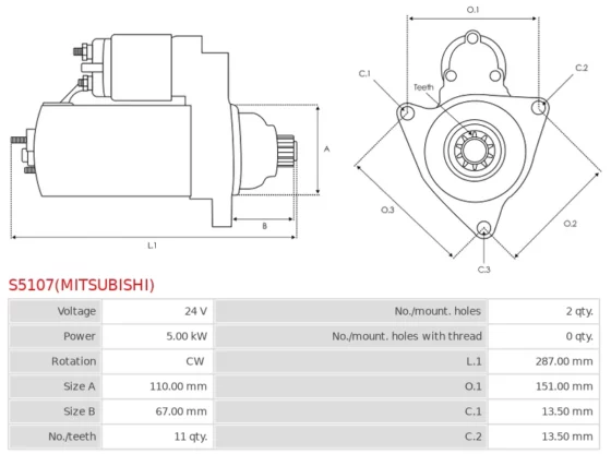 Nowy Oryginalny Rozrusznik MITSUBISHI S5107(MITSUBISHI)