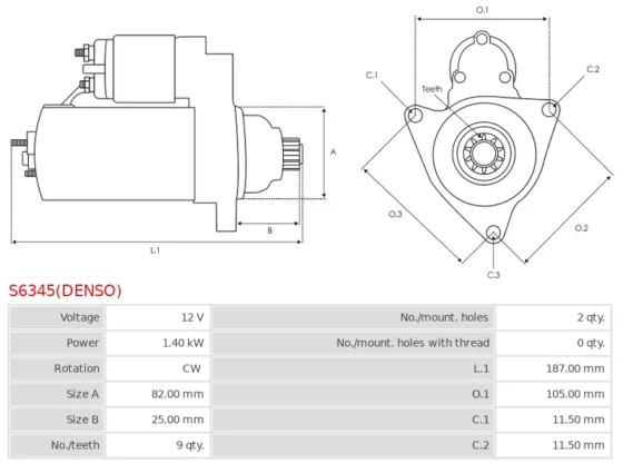 Nowy Oryginalny Rozrusznik DENSO S6345(DENSO)