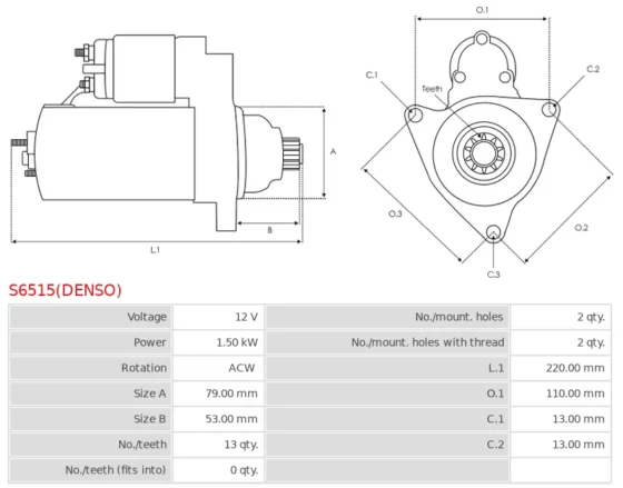 Nowy Oryginalny Rozrusznik DENSO S6515(DENSO)