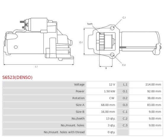 Nowy Oryginalny Rozrusznik DENSO S6523(DENSO)