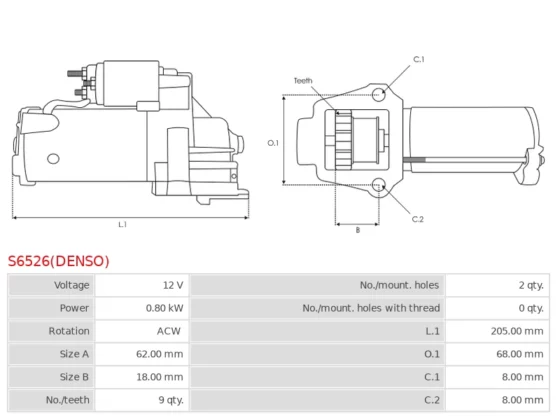 Nowy Oryginalny Rozrusznik DENSO S6526(DENSO)