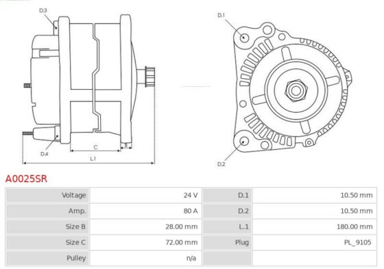 Alternator A0025SR AS