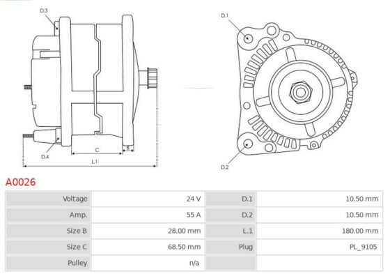 Alternator SCANIA 112 H/305 11.0  112 M/305 11.0  113 E/320 11.0  113 E/360 11.0  113