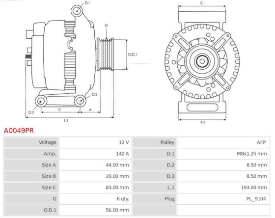 Alternator S 60 2.4 AWD  S40 1.6  S40 1.9 T4  S40 2.0 16V  S40 2.0 Turbo  S40 2.0 Tur