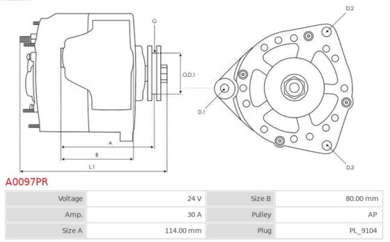 Alternator 1114 6.0  1117 6.0  1120 6.0  1217 5.7  1222 11.0  1314 6.0  1317 6.0  132