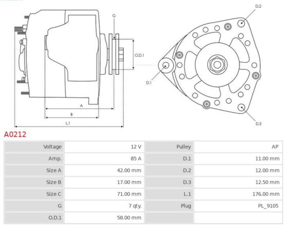 Alternator  85A FIAT TEMPRA TIPO 1.7D