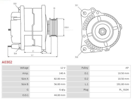 Alternator 400 SE 4.2  400 SEL 4.2  500 SE 5.0  500 SEL 5.0  500 SL 5.0  600 SE 6.0 