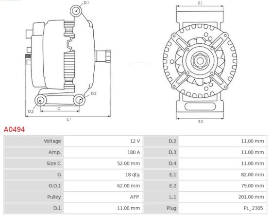 Alternator S60 3.0 T6 AWD  S80 3.0 T6 AWD  S80 3.2  S80 3.2 AWD  V60 3.0 T6 AWD  V70