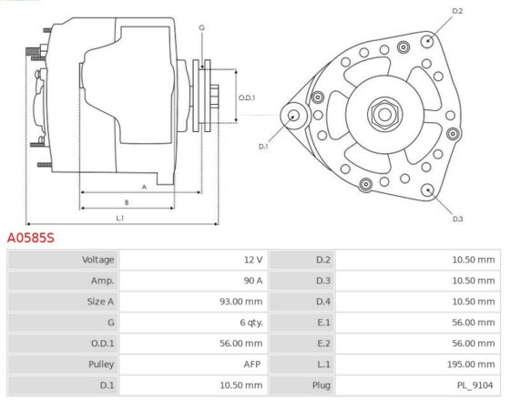 Alternator 512 2.9  812 2.9  C 180 2.0  C 200 2.0 D  C 220 2.2 D  C 250 2.5 TD  E 250