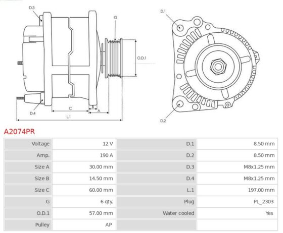 Alternator A8 4.0 TDi Quattro  Cayenne 3.0 TDi  Phaeton 3.0 V6 TDi  Touareg 3.0 V6 TD