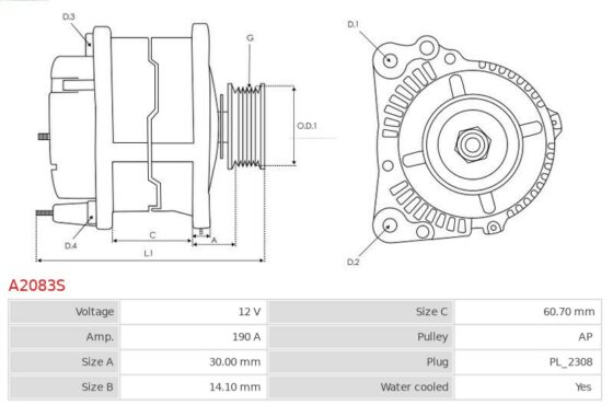 Alternator Phaeton 3.0 TDi V6  Touareg 3.0 TDi V6 [BMK]  [BKS]  [BUN] 01.2004-12.2007