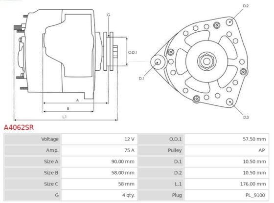 Alternator A4062SR AS