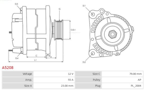 Alternator L300 2.0  L300 2.4   [4G63]  [4G64] 01.1994-12.2000