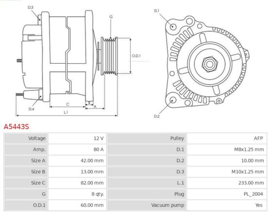 Alternator Bongo 2.5 TD  Bongo 2.5 TD 4×4 [WL-T] 06.1995-12.2001