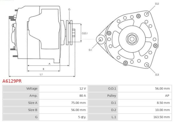 Alternator A6129PR AS