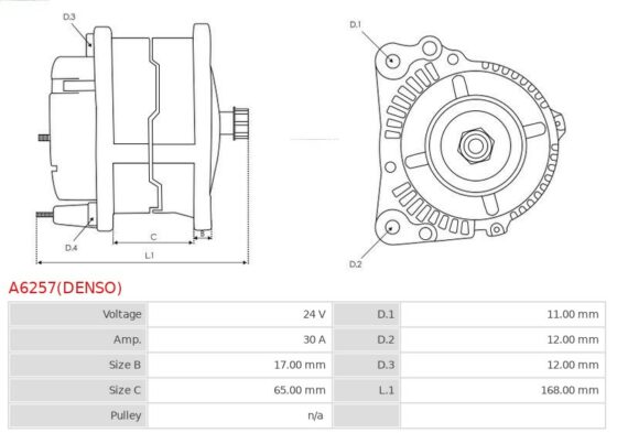 Alternator A6257(DENSO) AS