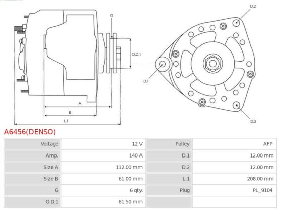 Alternator 147 1.9 JTD 16V  156 1.9 JTD 16V  159 1.9 JTDM 16V  159 1.9 JTDM 8V  Bravo