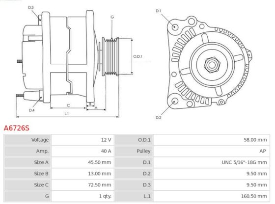 Alternator 910  931  931B  935B  951  D3  D3B  D3C  D4B  D4C  D5C  IT12 [D3]  [3204] 