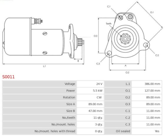 Rozrusznik P/PA 160-23 12.8  P/PA 160-30 12.8  P/PA 170-23 13.4  P/PA 170-25 13.4  P/